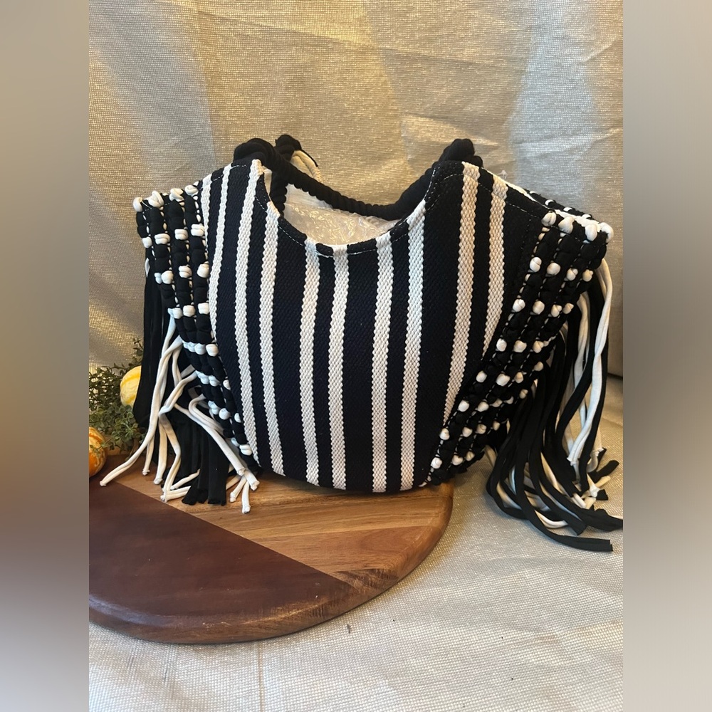 Time & True | Fringe Woven Tote Bag
